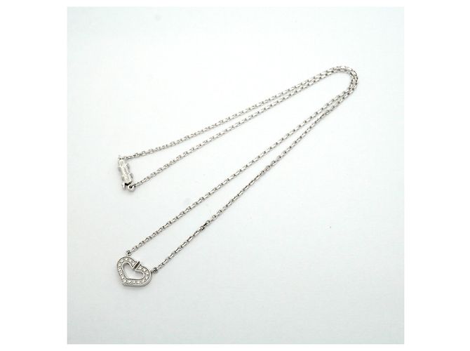 Collana Cartier C Heart in oro bianco 18K con diamante - vista 3