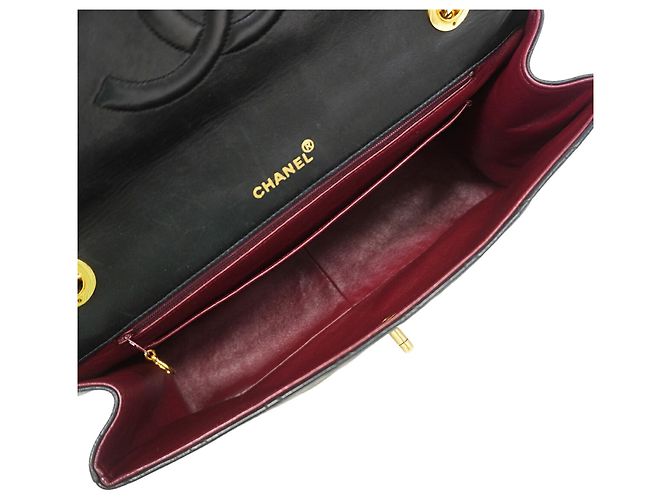 Borsa a tracolla Chanel in pelle d'agnello nera - vista 4