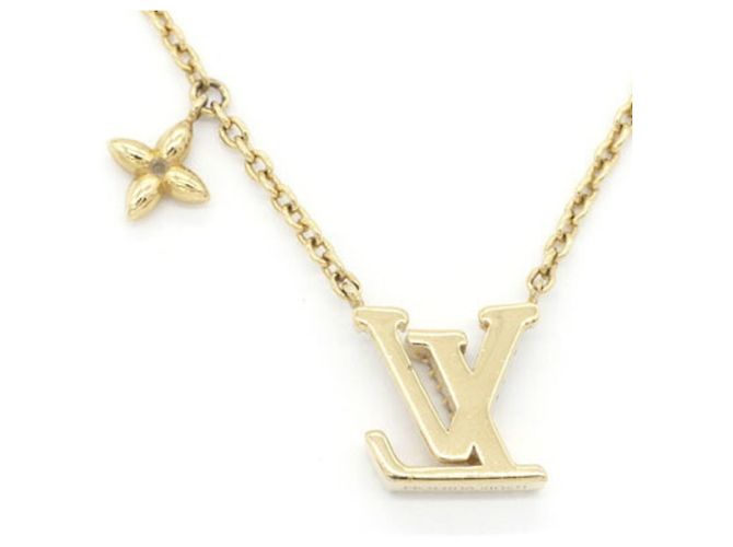 Collana con pendente Louis Vuitton in metallo dorato e strass - vista 2