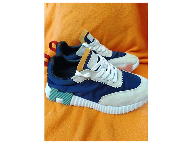 Hermès Sneakers Camoscio e Nylon Blu Beige - vista 2