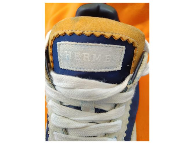 Hermès Sneakers Camoscio e Nylon Blu Beige - vista 6