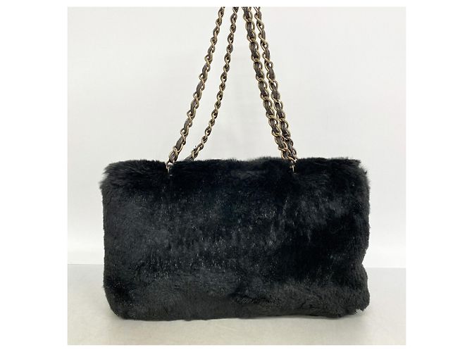 Bolsa de ombro de pele Chanel preta - vista 10
