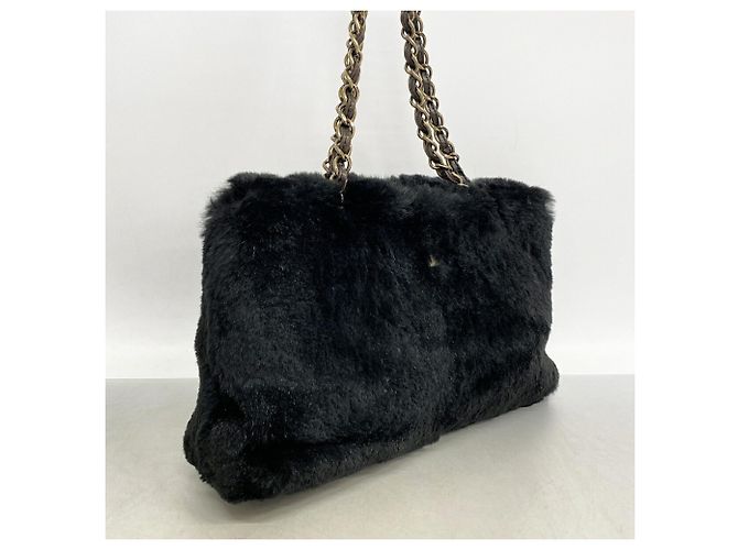 Bolsa de ombro de pele Chanel preta - vista 2