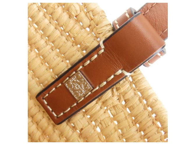Sac Tote Loewe en raphia et cuir - vue 14