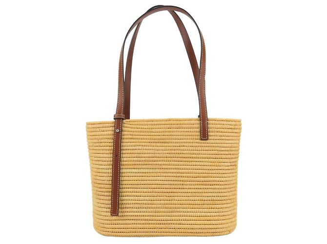 Sac Tote Loewe en raphia et cuir - vue 4