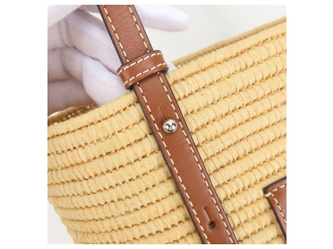 Sac Tote Loewe en raphia et cuir - vue 9