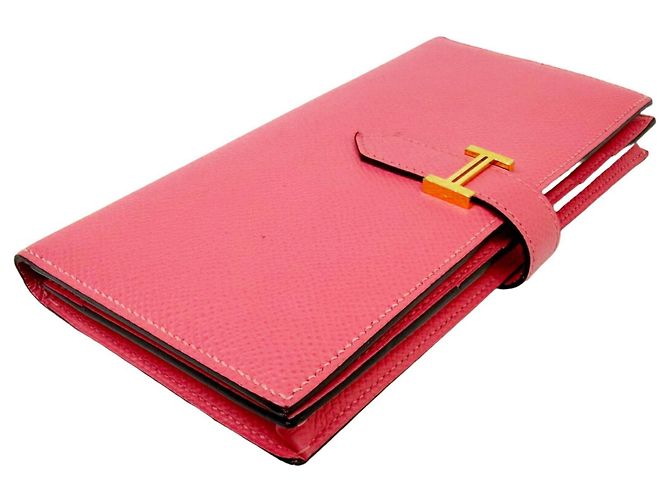 Hermès Hermes Bearn Soufflet Epsom Geldbörse in Rose Azalee - Ansicht 3