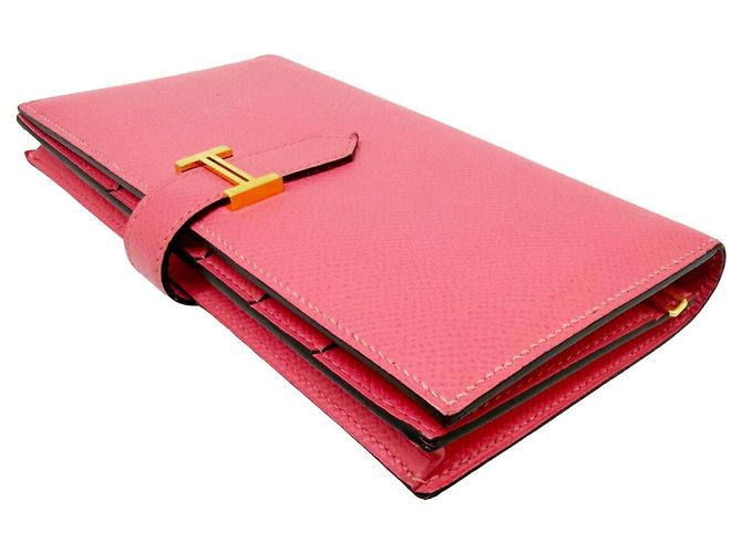 Hermès Hermes Bearn Soufflet Epsom Geldbörse in Rose Azalee - Ansicht 4