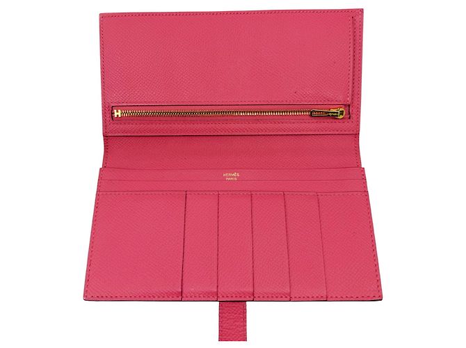 Hermès Hermes Bearn Soufflet Epsom Geldbörse in Rose Azalee - Ansicht 9
