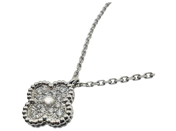 Collana Pendente Sweet Alhambra Van Cleef & Arpels in Oro Bianco con Diamanti - vista 2