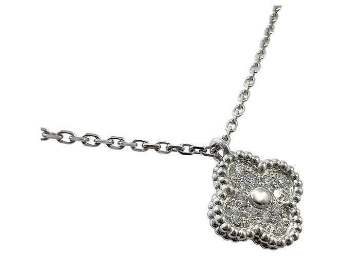 Collana Pendente Sweet Alhambra Van Cleef & Arpels in Oro Bianco con Diamanti - vista 3