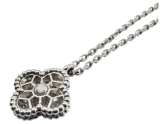 Collana Pendente Sweet Alhambra Van Cleef & Arpels in Oro Bianco con Diamanti - vista 4