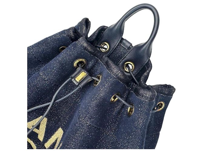 Zaino Chanel in tela blu navy - vista 10