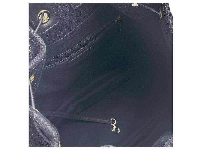Zaino Chanel in tela blu navy - vista 12