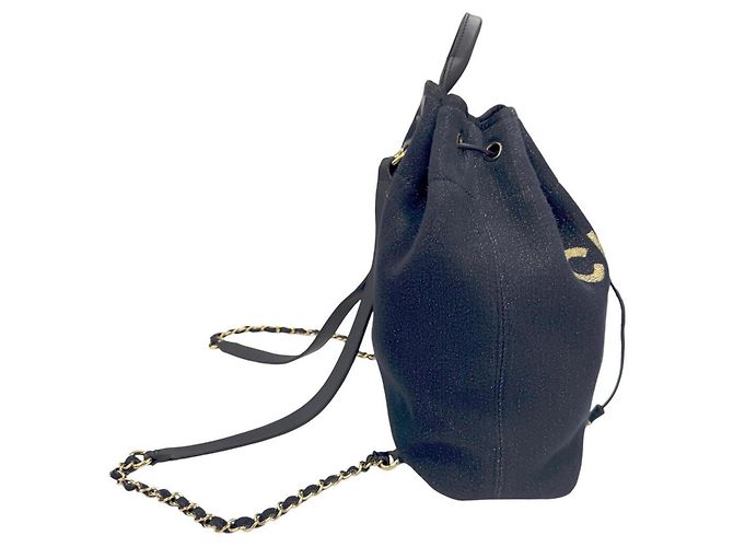 Zaino Chanel in tela blu navy - vista 4