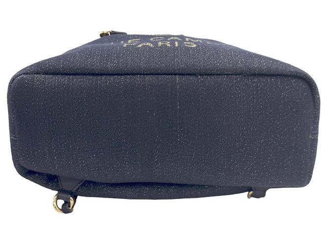 Zaino Chanel in tela blu navy - vista 5