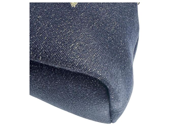 Zaino Chanel in tela blu navy - vista 7
