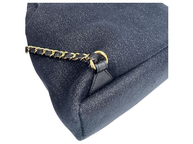 Zaino Chanel in tela blu navy - vista 8