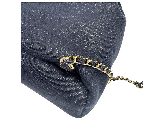 Zaino Chanel in tela blu navy - vista 9
