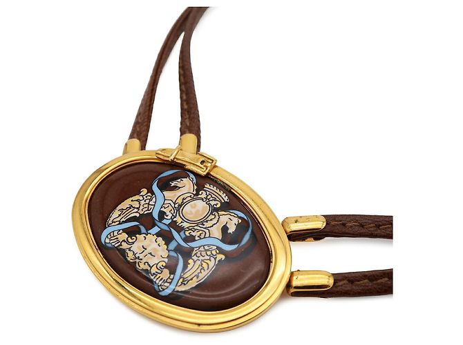 Hermès Hermes Choker-Halskette aus braunem Leder - Ansicht 4