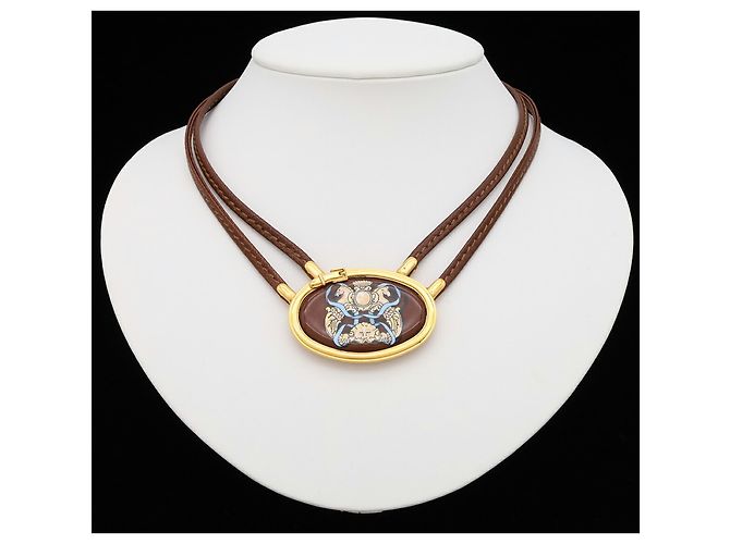 Hermès Hermes Choker-Halskette aus braunem Leder - Ansicht 8