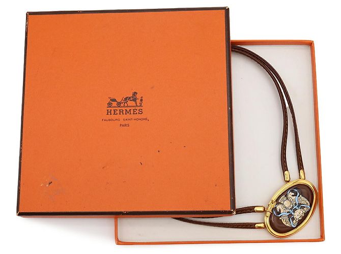 Hermès Hermes Choker-Halskette aus braunem Leder - Ansicht 9