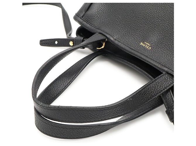 Céline Celine Small Fold Cabas Tote Bag in Black Leather - view 5