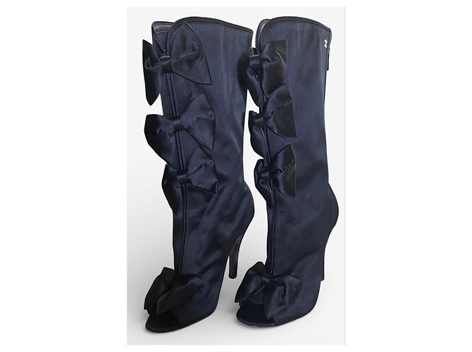 Botines Chanel 09P Raso Negro Lazos CC EU 38 - vista 4