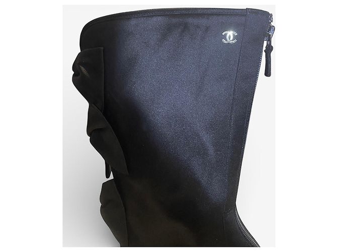 Botines Chanel 09P Raso Negro Lazos CC EU 38 - vista 6
