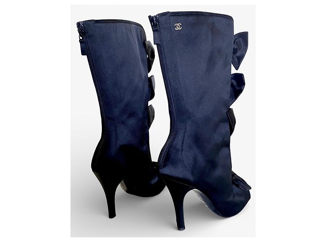 Botines Chanel 09P Raso Negro Lazos CC EU 38 - vista 7