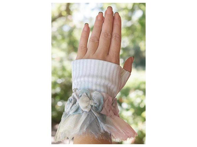 Chanel Paris-Versailles Guantes sin dedos verde menta - vista 8