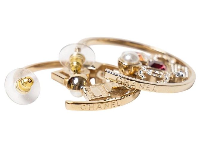 Chanel N 5 Timeless Große Creolen-Ohrringe Multicolor Gold - Ansicht 4