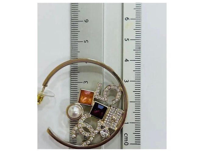 Chanel N 5 Timeless Große Creolen-Ohrringe Multicolor Gold - Ansicht 7