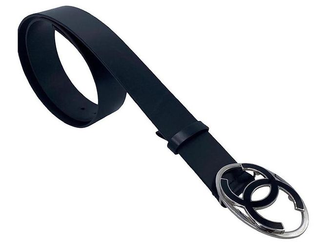 Chanel Oval CC Leather Belt in Black and Silver - view 4