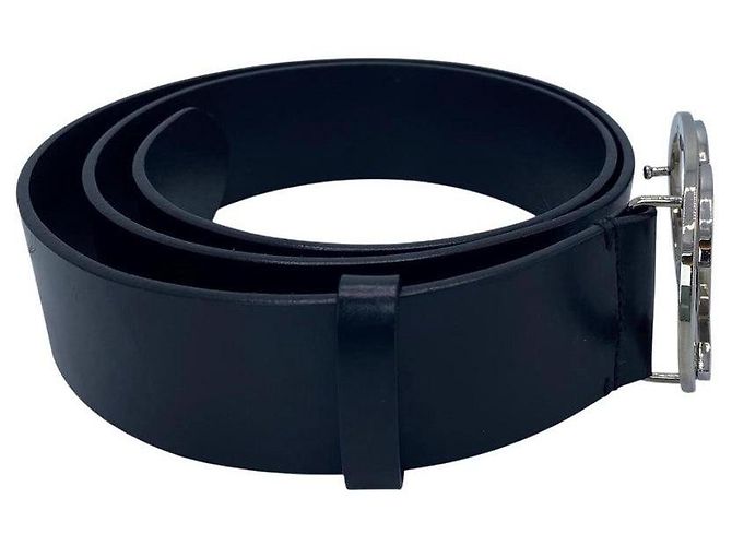 Chanel Oval CC Leather Belt in Black and Silver - view 6