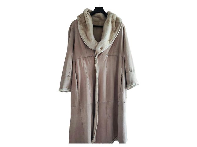 Autre Marque Abrigo largo de piel de oveja beige - vista 2