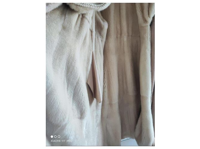 Autre Marque Abrigo largo de piel de oveja beige - vista 3