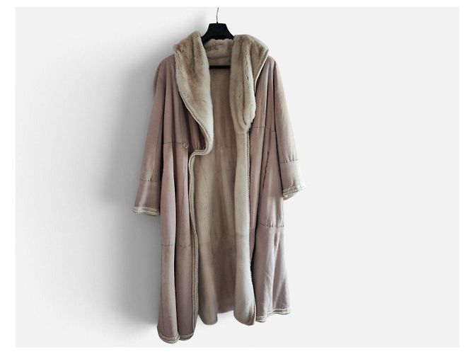 Autre Marque Abrigo largo de piel de oveja beige - vista 6