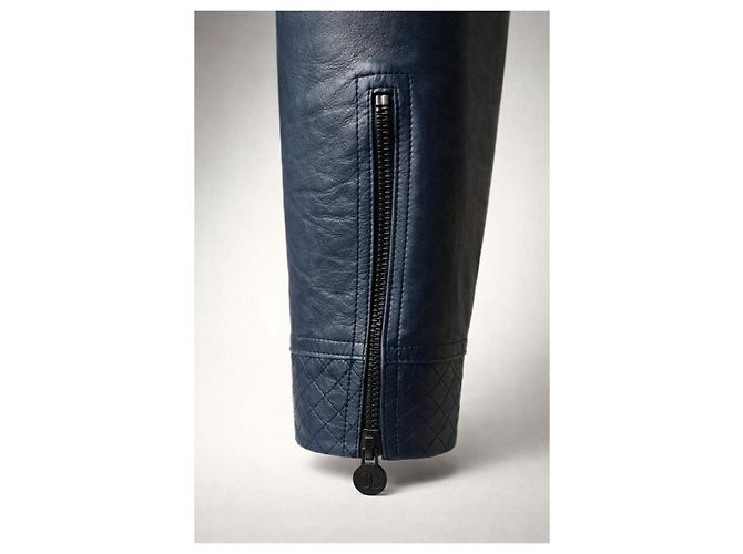 Chanel 12P gesteppte Leder-Bikerjacke - Dunkelblau Petrol FR 36 - Ansicht 8