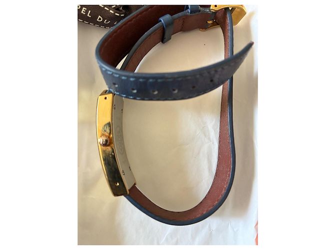 Hermès Cape Cod Goldene Uhr mit blauem Lederarmband - Ansicht 2