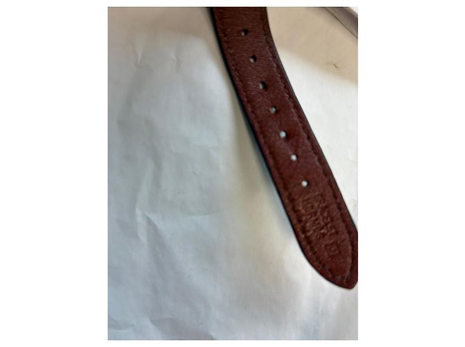 Hermès Cape Cod Goldene Uhr mit blauem Lederarmband - Ansicht 7