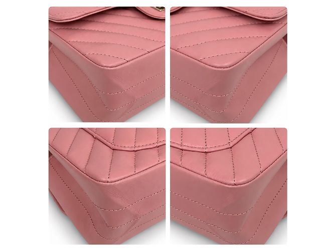 Timeless Chanel 2.55 Reissue Mini Flap de piel de becerro chevron rosa - vista 6
