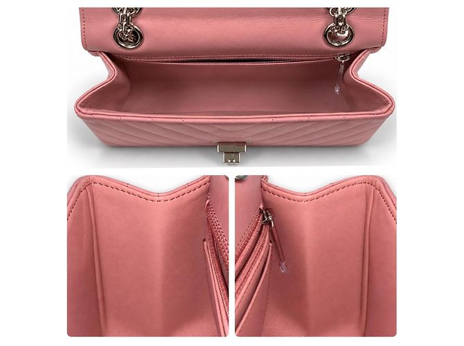 Timeless Chanel 2.55 Reissue Mini Flap de piel de becerro chevron rosa - vista 7
