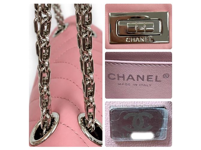 Timeless Chanel 2.55 Reissue Mini Flap de piel de becerro chevron rosa - vista 9