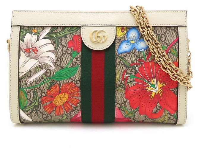 Borsa a tracolla piccola con catena Gucci GG Flora Ophidia - vista 2