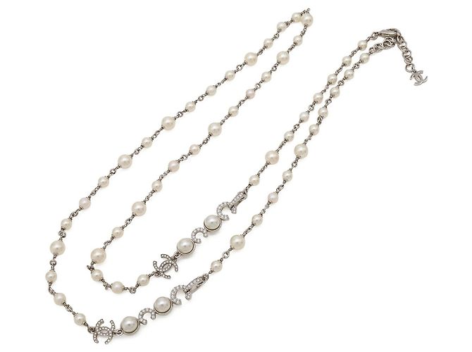 Collana lunga Chanel Coco Mark in perle finte - vista 3