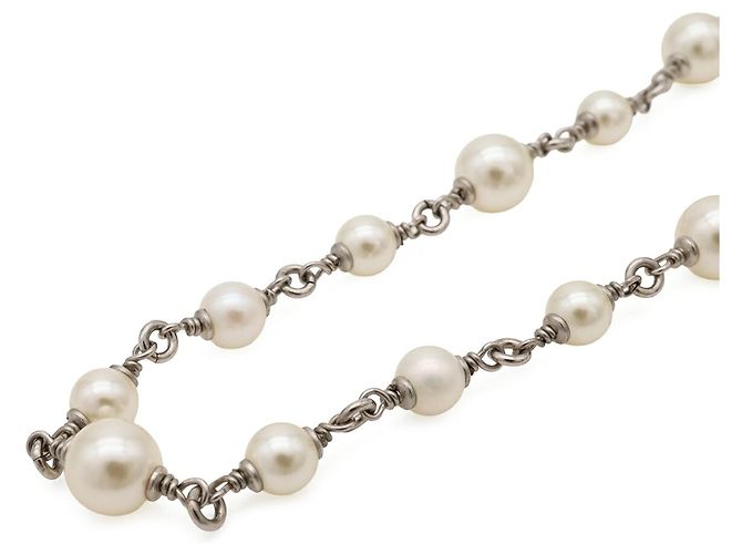 Collana lunga Chanel Coco Mark in perle finte - vista 5