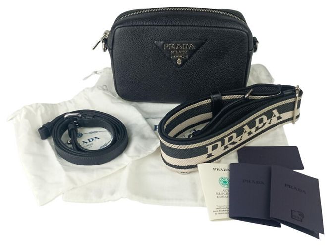 Bolsa de ombro Prada em couro preto - vista 10