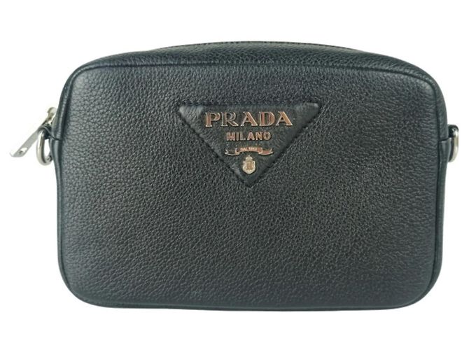Bolsa de ombro Prada em couro preto - vista 2