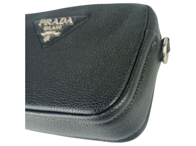 Bolsa de ombro Prada em couro preto - vista 6